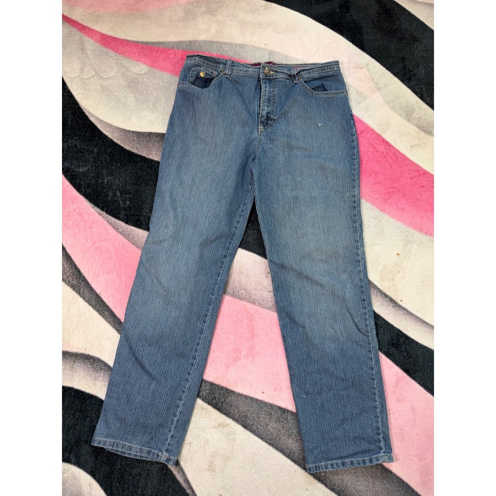 Gloria Vanderbilt Amanda High Rise Straight Leg Blue Jeans Size 16 Short